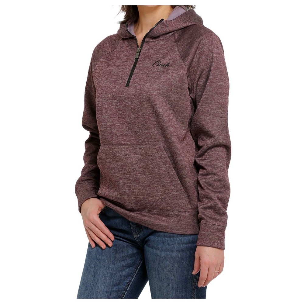 Cinch women's plum colored western hooded quarterzip xl